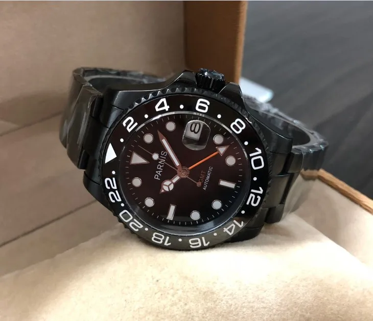 Светящиеся мужские часы 40 мм блестящие автоматические с керамической