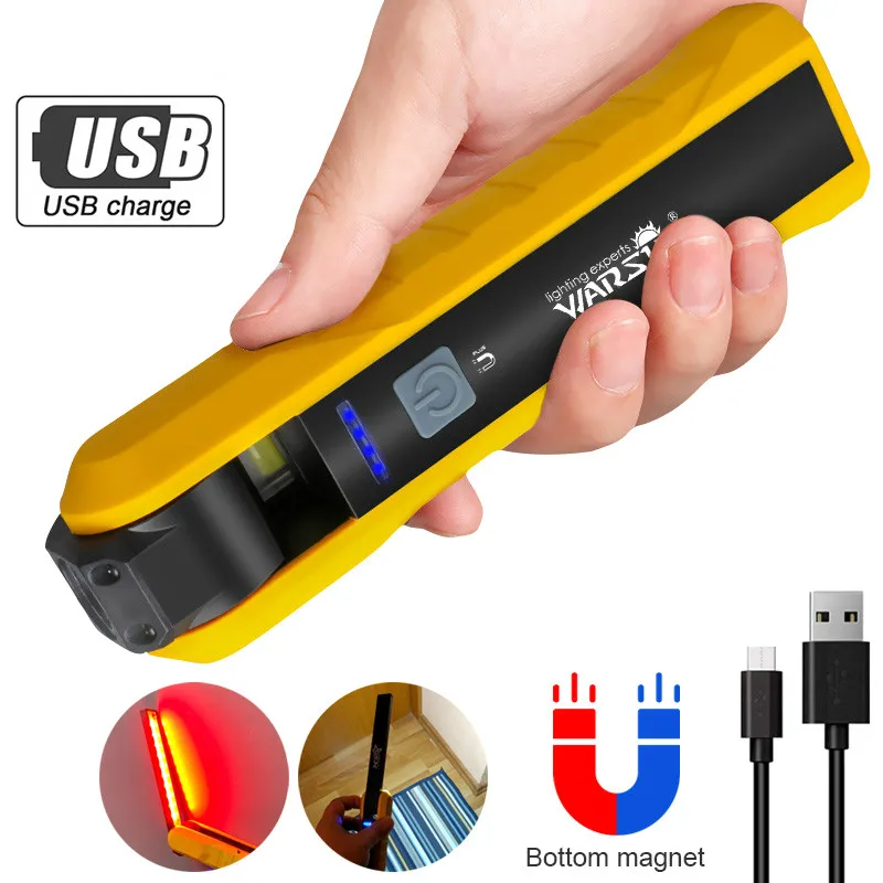 Портативный Рабочий фонарь с COB матрицей магнитная лампа USB зарядкой поворотный