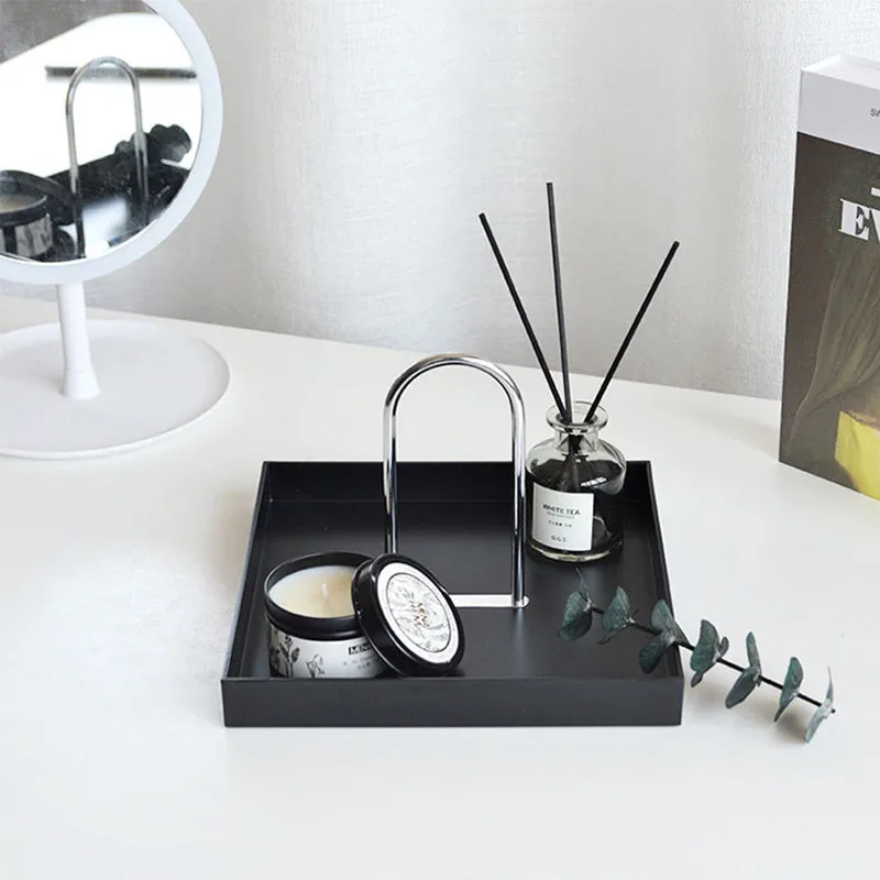 

Cutelife Nordic Black Square Plastic Storage Trays Decorative Home Bathroom Table Tray Key Cutlery Perfume Jewelry Kitchen Tray