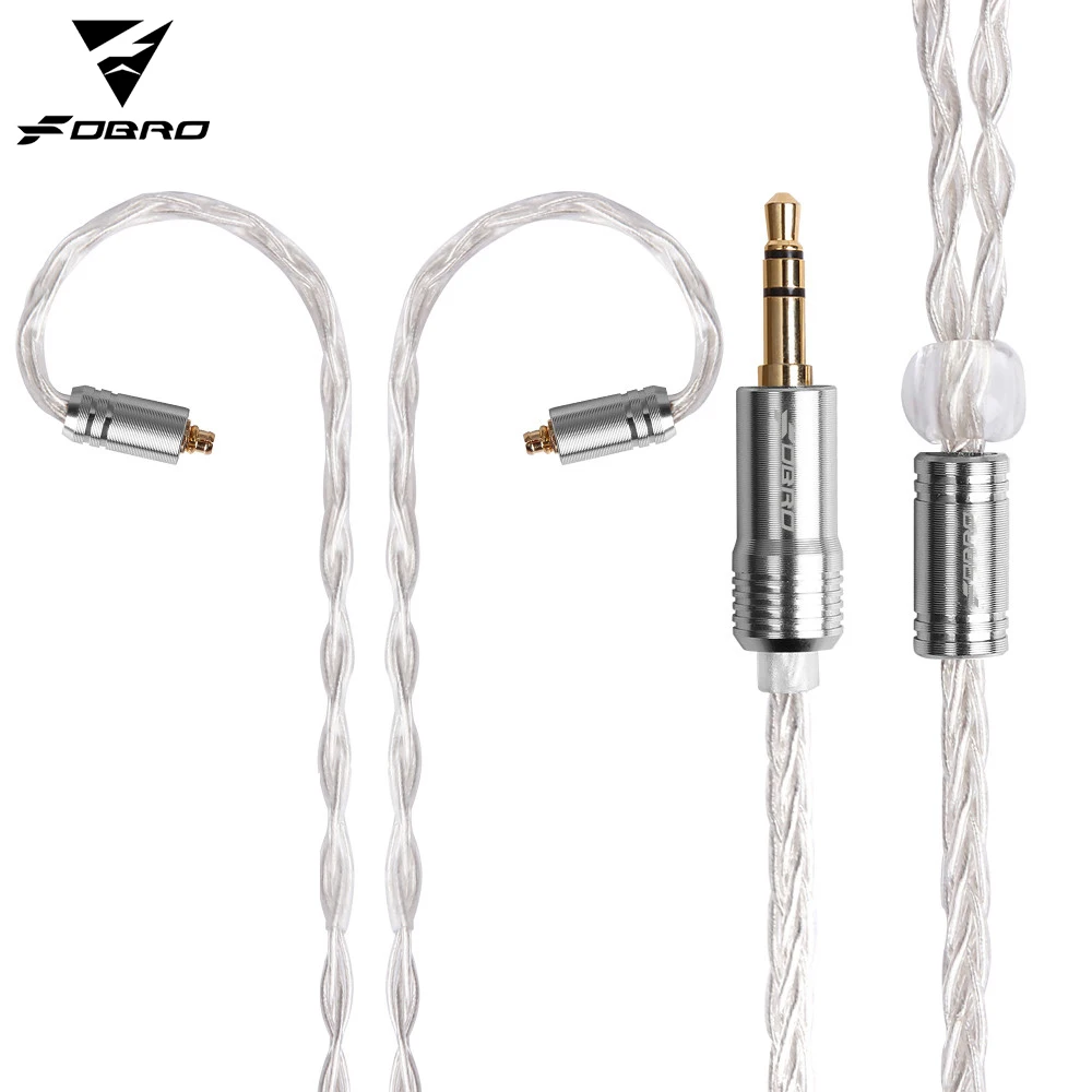 FDBRO 8 core MMCX IE80 A2DC IM 2pin Earphone Balanced Cable 2.5/3.5/4.4mm  Silver Plated Headset Audio Wire LS50 LS70 LS200 LS30