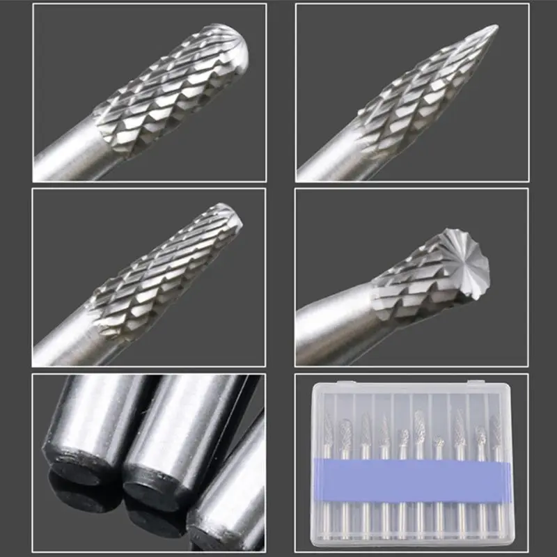 

10 Pcs Hard Alloy Rotating Tungsten Steel Grinding Heads Grinder Accessories 6mm 63HA