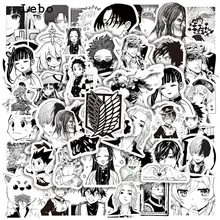 10/30/50/100pcs Mix Anime Demon Slayer Jujutsu Kaisen Attack on Titan Stickers Kids Toy Laptop Phone Bike Car Luggage Sticker