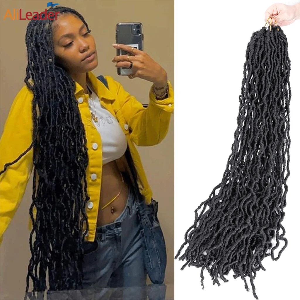 

Cheap Synthetic Long Faux Locs Crochet Hair Curly Twist Hair Braiding Pre Stretched Goddess Braids For Women 12" 18" 36" Braid
