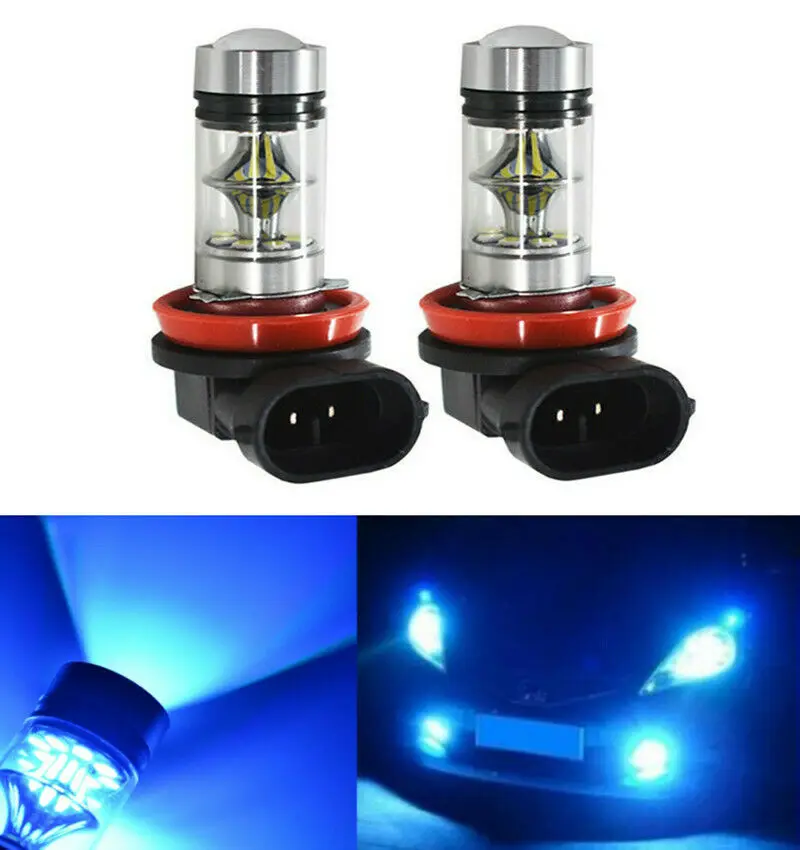 

LKT 1PCS Car Led Fog Light 100W H8 H9 H11 8000K Ice Blue Fog Light Fog Light