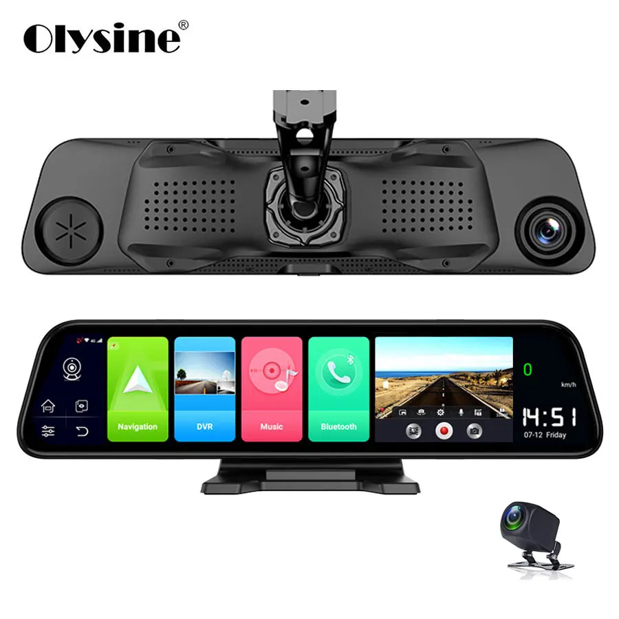 Olysine 12 дюймов Android 8,1 зеркало заднего вида DVR Автомобильный видеорегистратор ADAS wifi gps навигатор видеорегистратор 1080P двойной объектив видео рекордер