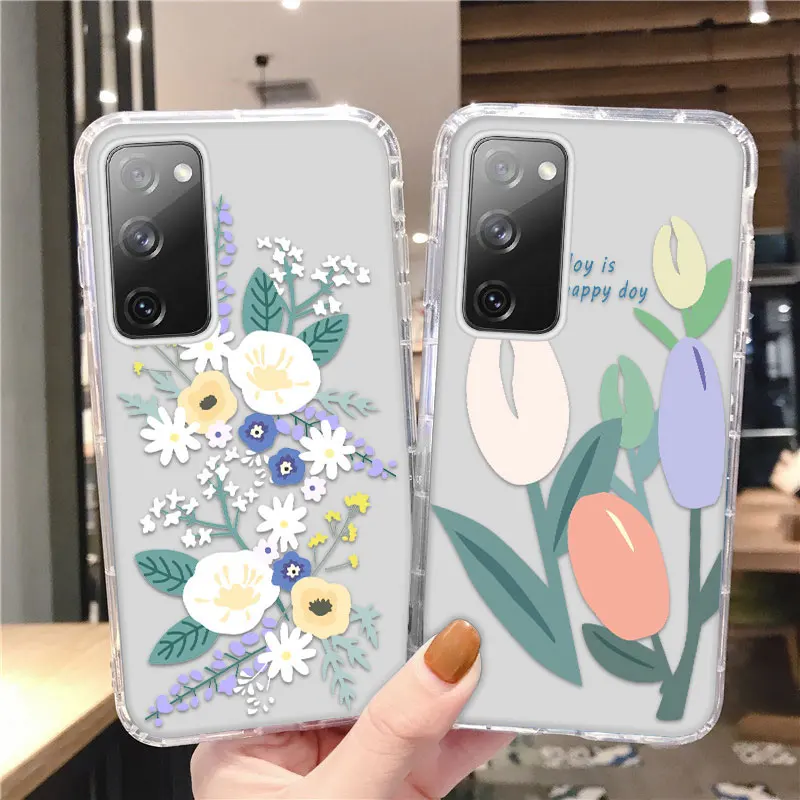 A03 A33 A53 A22 Flower Case For Samusng S20 FE Case Soft Funda for Samsung A52 A72 A51 A71 A21S A50 S10 S21 Plus S22 Ultra Cover