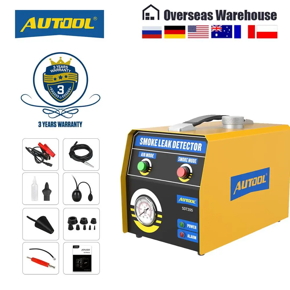 AUTOOL оригинальный SDT205 автомобильный детектор утечки дыма локатор труб