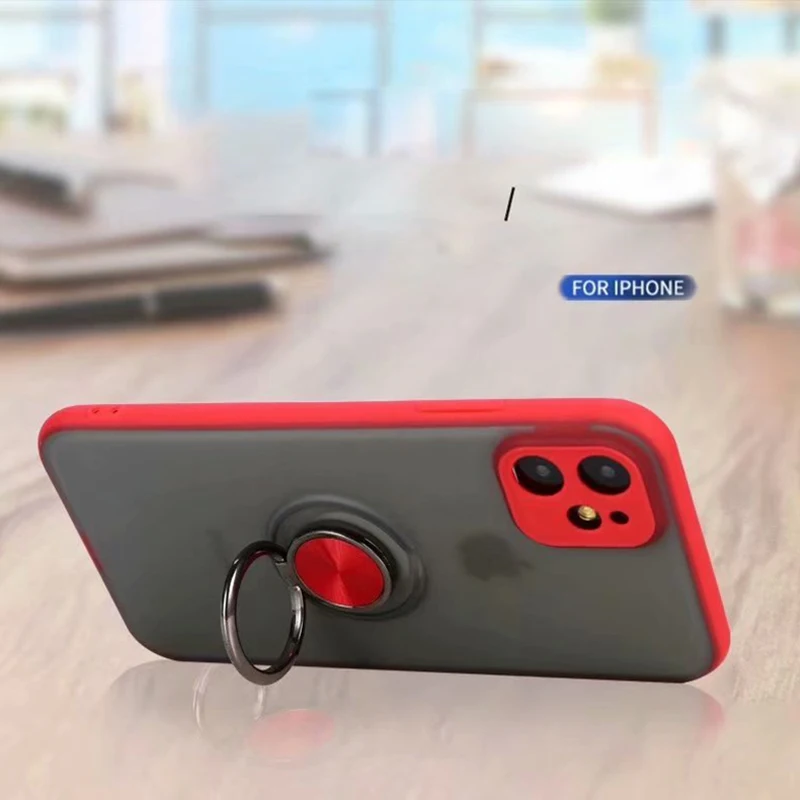 Для Apple iphone 11 Pro Max чехол с кольцом-подставкой Прозрачный матовый защитный для iPhone