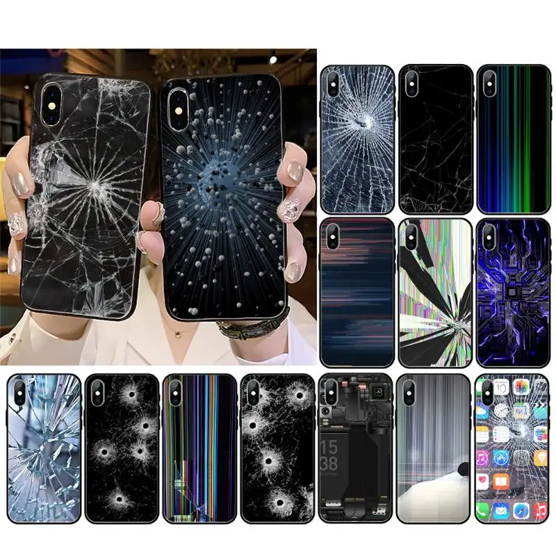 

Art designed broken screen Phone Cases for iphone 11 12 Huawei p smart mate 20 30 40 lite pro max plus soft silicone cover