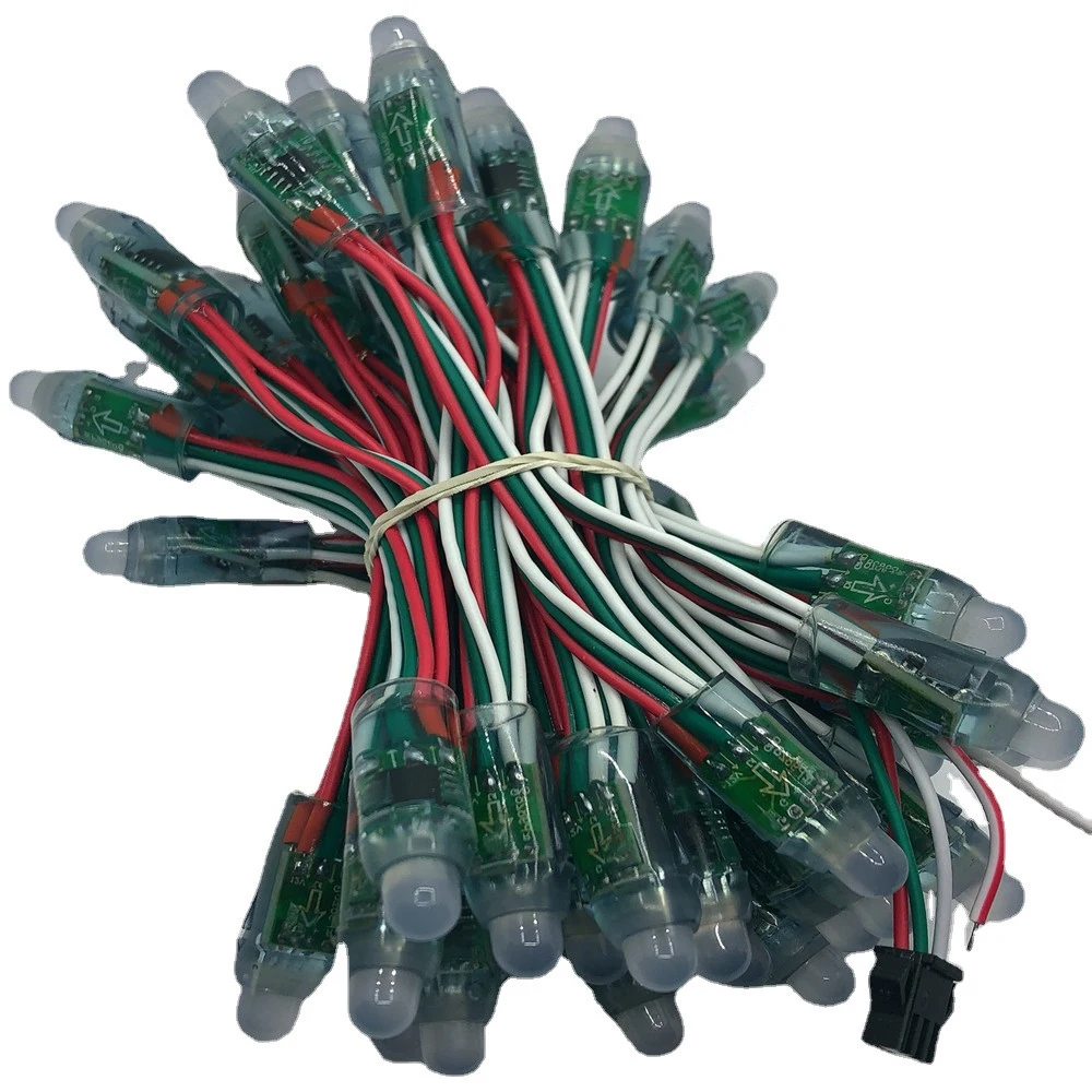 

50pcs/Set WS2811 12mm Diffused Digital RGB LED Pixel Light Individually Addressable Round LED Pixels Module IP68 Waterproof DC