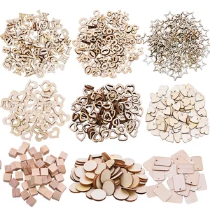 Пустые круглые деревянные диски из натурального дерева с полыми сердечками и звездами, деревянные Этикетки, украшение для свадебного стола