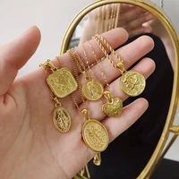 amaiyllis 18k gold portrait coin cross peach heart angel charms vintage pendant accessories wild for women diy 18k necklaces
