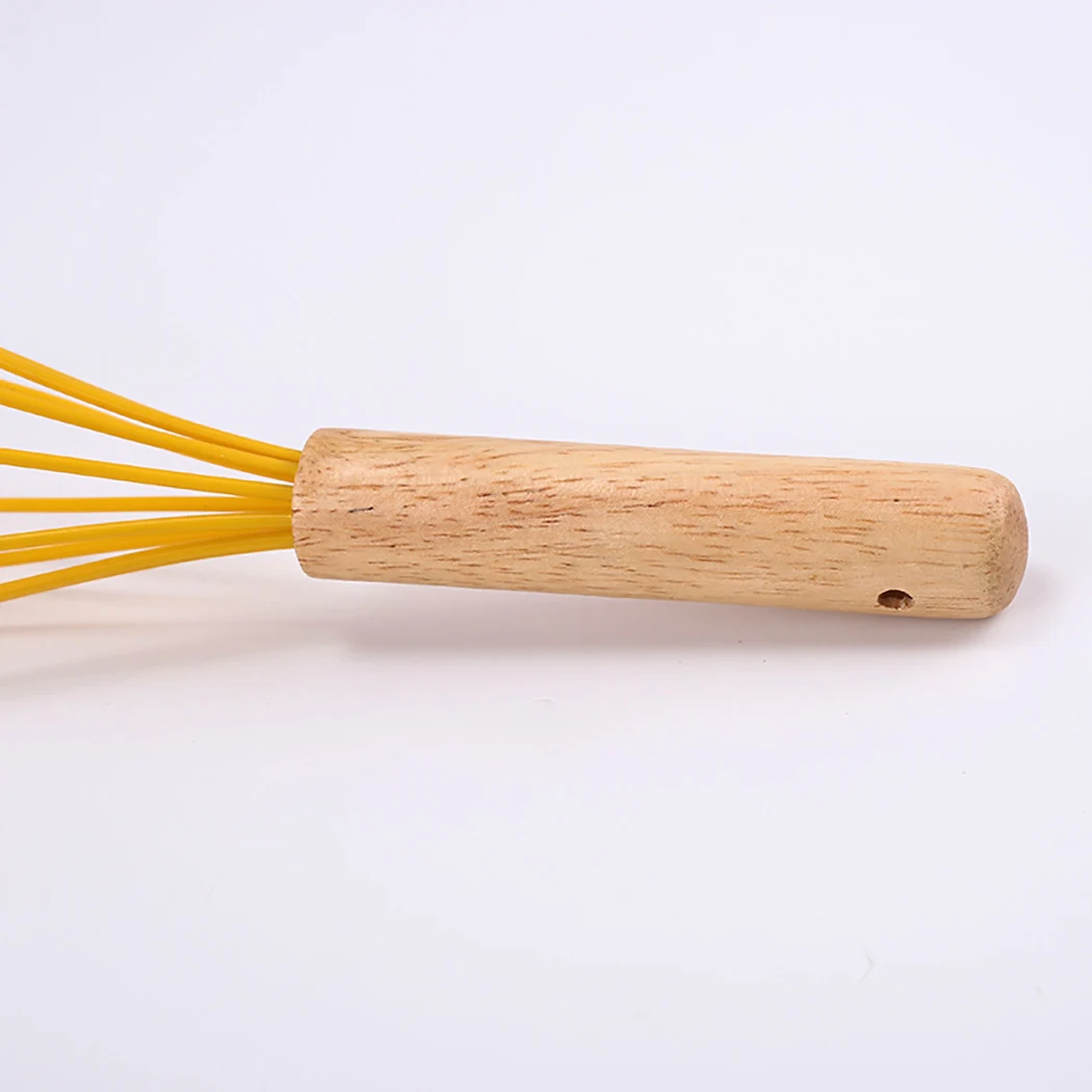 

Silicone Egg Whisk Non-Slip Easy To Clean Egg Beater Wooden Handle Balloon Whisk Balloon Egg Beater For Kitchen
