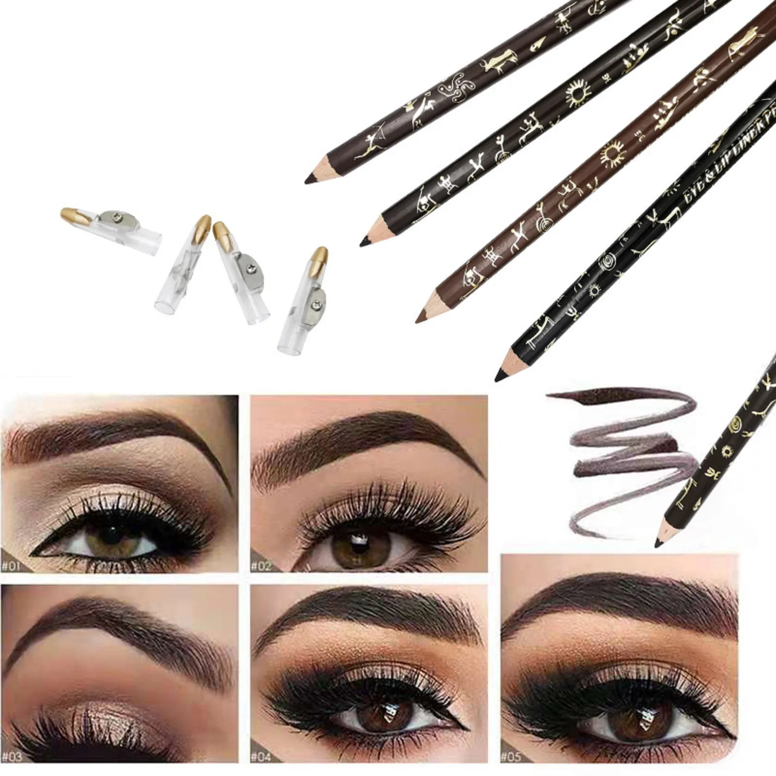 

1PCS Waterproof Eyebrow Eye Liner Long Excellence Eyebrow Eye Liner Pencil Brown or Black With Sharpener Lid Makeup Beauty Tools
