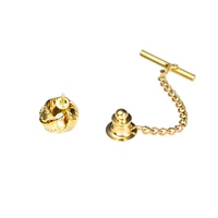 obn high quality chinese knot tie tack pin with safety chain for regular necktie mens jewelry