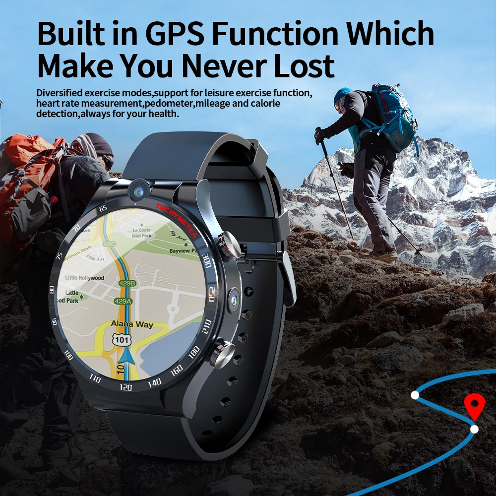 LOKMAT - Android 10.7 Smart Watch Men Women 4G Full Netcom 4+128G Heart Rate Monitoring Waterproof Phone Call For Android IOS