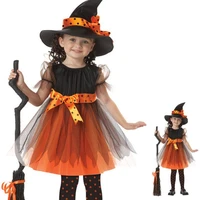 kids witch bat princess dress hat sets halloween cosplay costume for girls costume children carnival party clothing