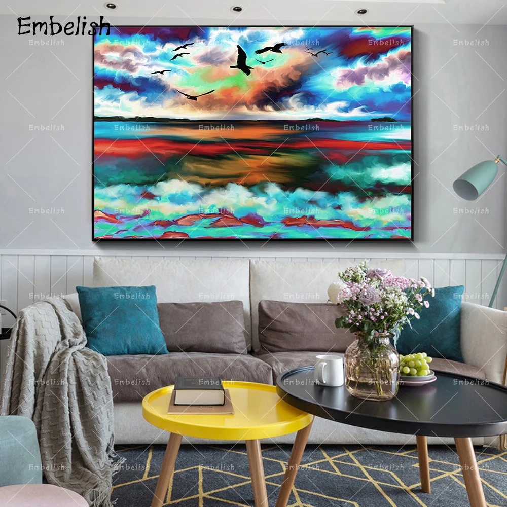

Embelish 1 Pieces Large Size Abstract Colorful Cloud Landscape Wall Art Pictures For Living Room Home Decor HD Canvas Paintings