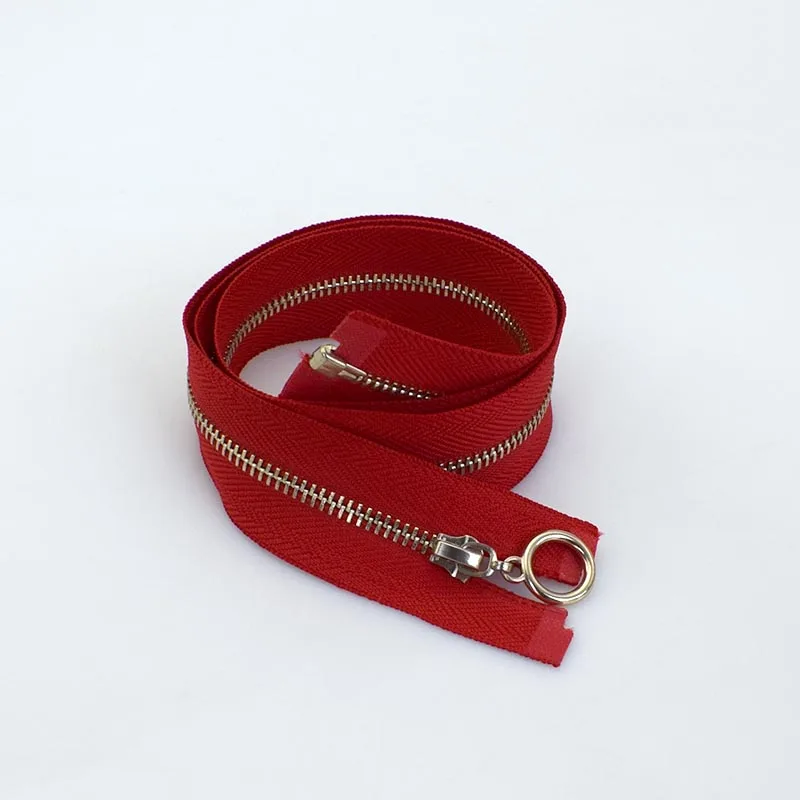red Meetee 2/5 шт 3#70 см с металлическими заклепками; туфли-лодочки на молнии, Fermeture застежкой-молнией A Coudre с открытым концом застёжка-молния для шитья DIY аксессуары для одежды KY2135 - Цвет: red