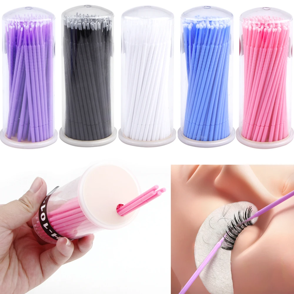 

100PCS/Lot Disposable Micro Brushes Cotton Swab Eyebrow Sticks Eyelash Extension Tools Microbrushes Eyelashes Mascara Applicator