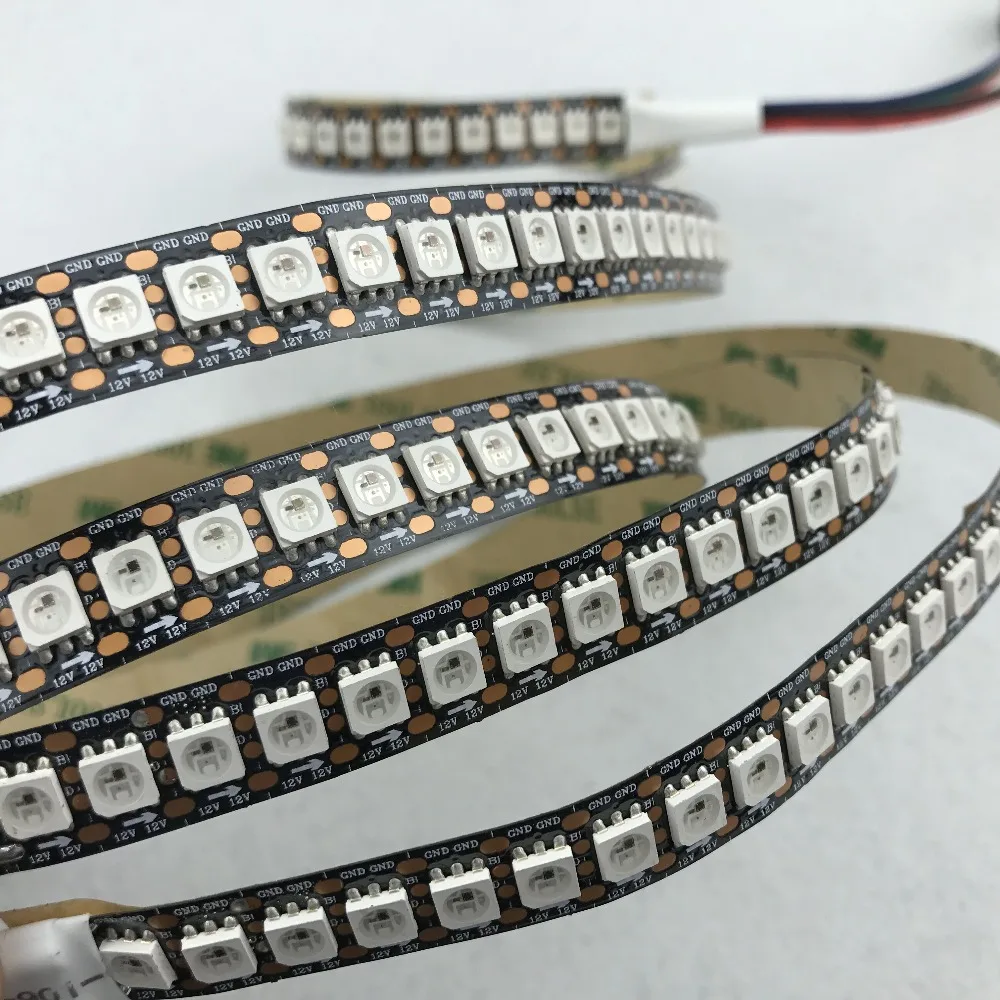 WS2815 DC12V RGB светодиодный Пиксели полосы светильник индивидуально адресуемых СВЕТОДИОДНЫЙ двойной сигнала синхро-адаптер длиной 1 м/5 м 30/60/144 Пиксели/светодиодный s/m светодиодный лента 12v