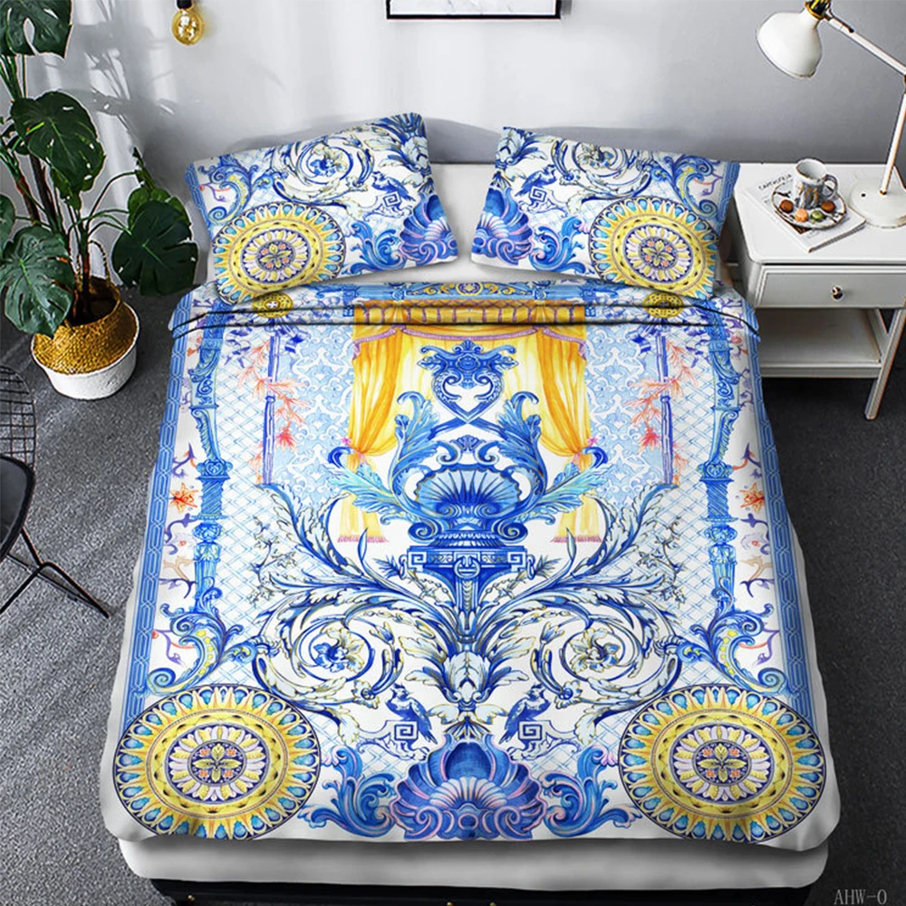 Комплект постельного белья в стиле ретро с мандалой роскошный стиль