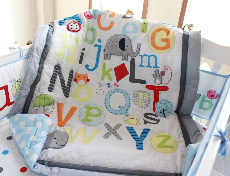 5 шт. принт с буквами вышивка принадлежности для детской кроватки Постельное
