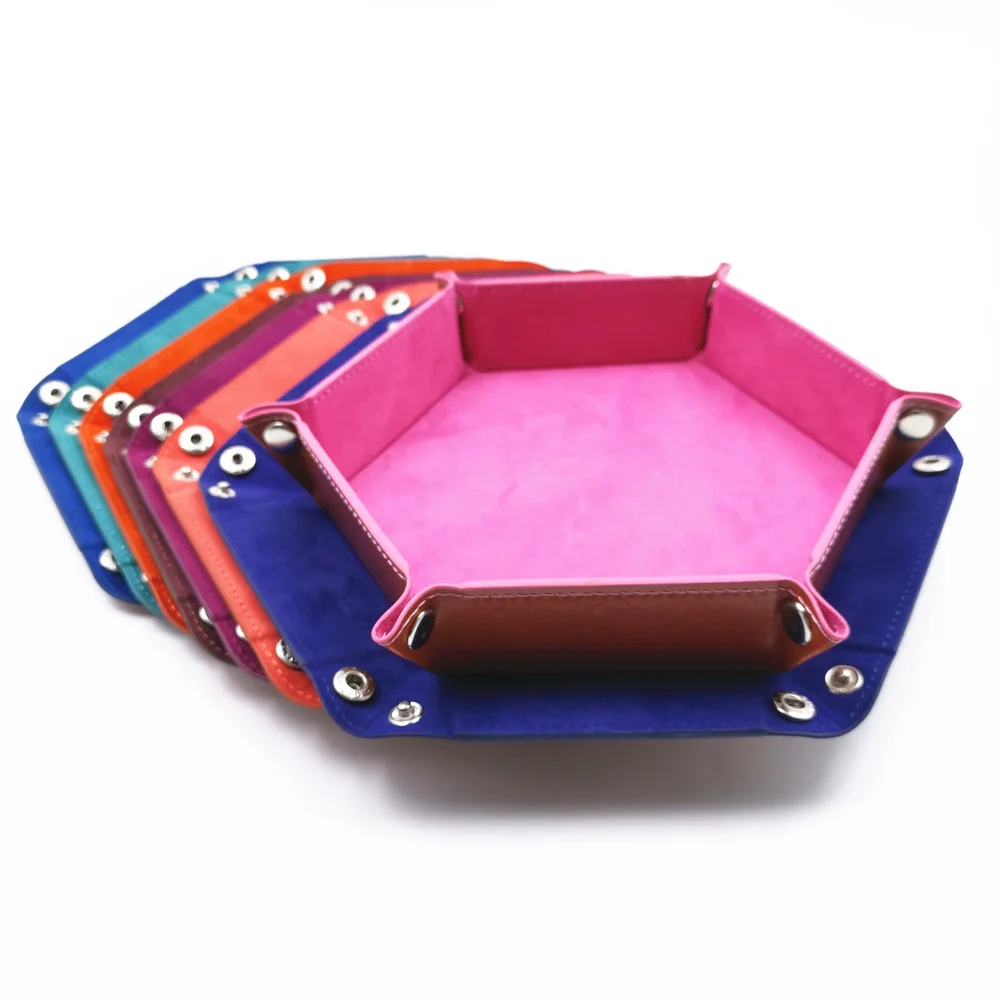 Шестигранные складные лотки для костей из искусственной кожи Бархатный поднос