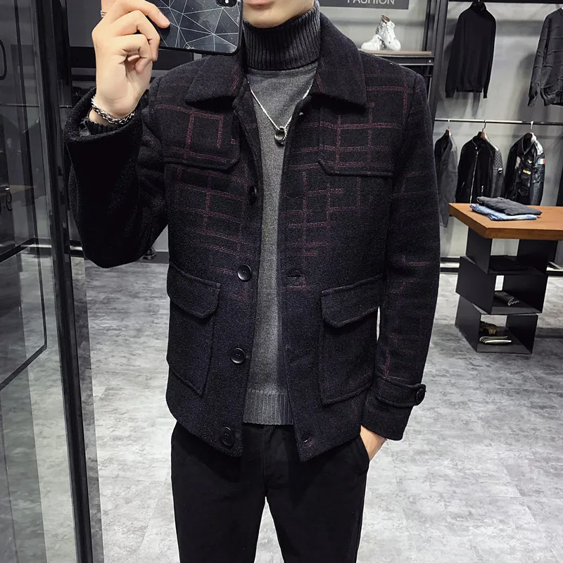 Цвета: черный золотистый серебристый решетки шерстяное пальто с принтом зимние