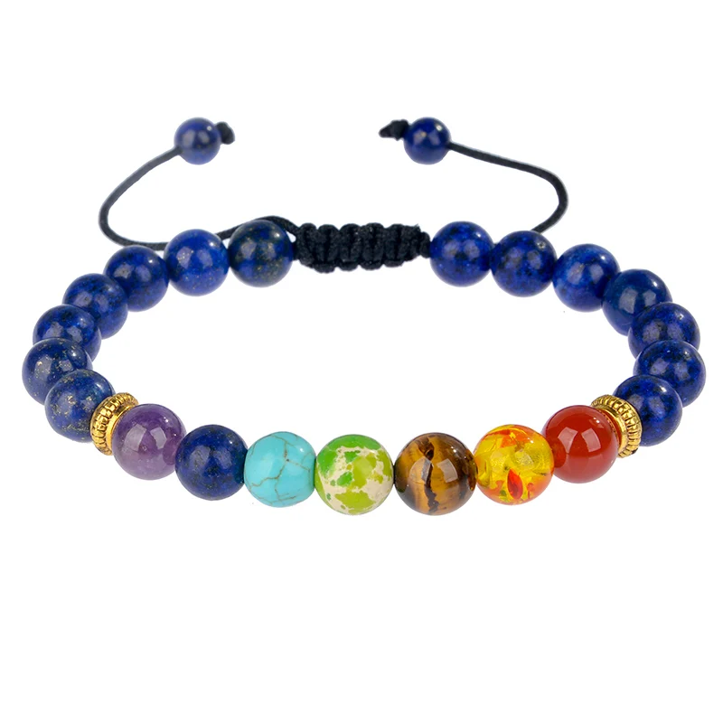 

7 Chakra Healing Beaded bracelet 8MM Tiger Eye bracelets for women Men Natural Stone Yoga Jewelry Dropshipping