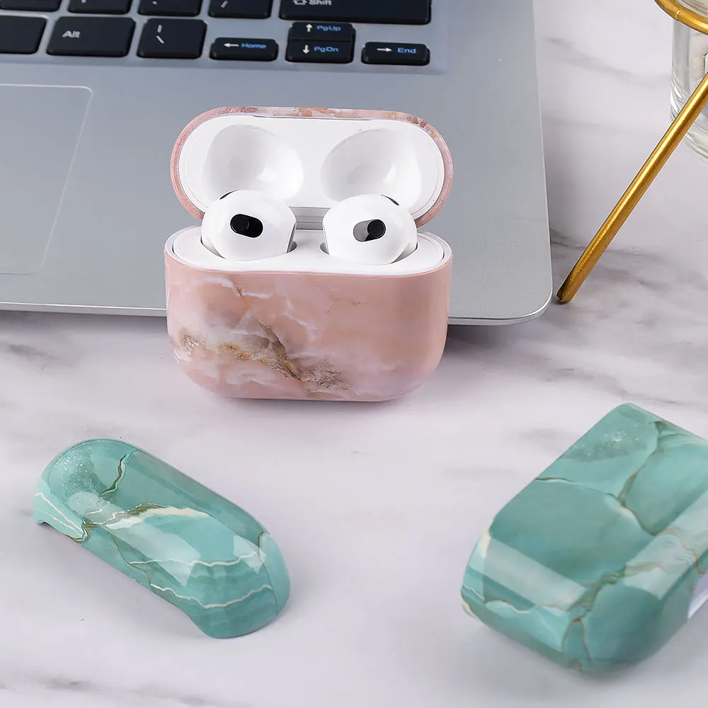 Защитный чехол для AirPods 3 с мраморным рисунком bluetooth-гарнитура Apple airpods3 защитой от