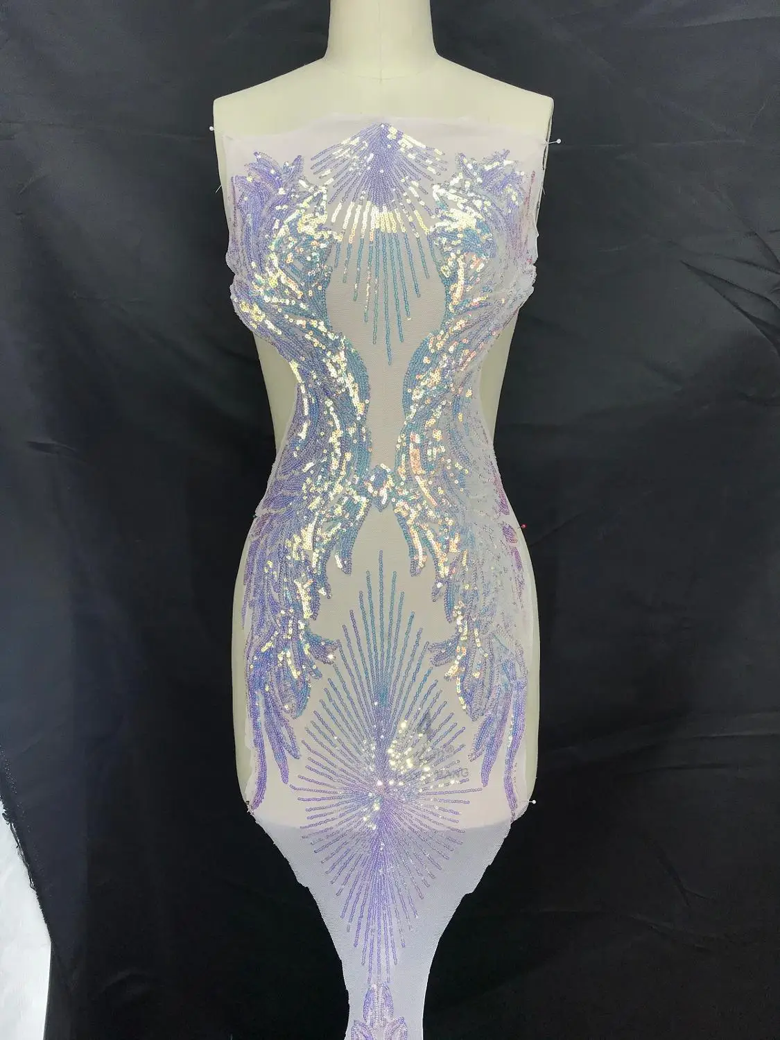 Fancy Lace Laser Sequins African Fabric AB Long Clothes Patches Appliques For Sewing Wedding Party Dress Costumes Clothing Prom | Дом и сад