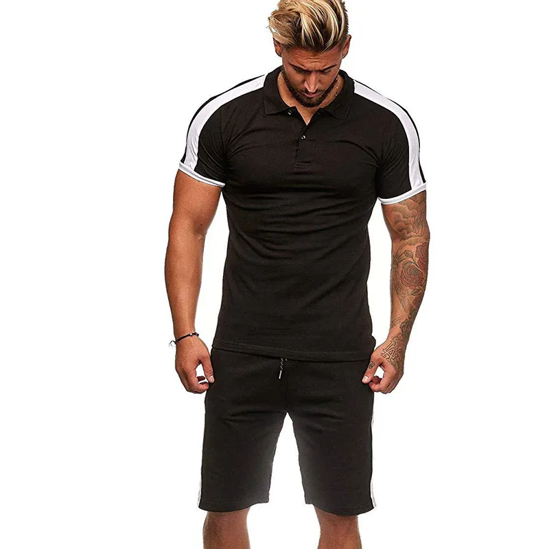 

Men Tops with Pants Sports Suit Breathable Sweat Absorbing Short Sleeves Clothing Set BMF88