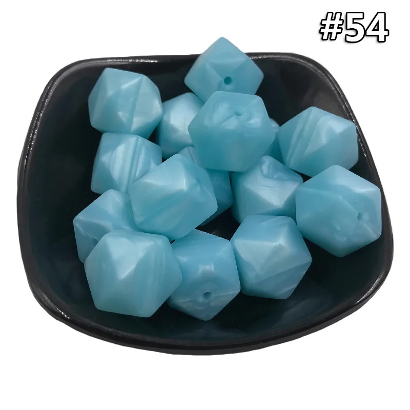 Silicone teether 54 10 шт. DIY 14 мм детский силиконовый Прорезыватель для зубов пищевой пустышки цепи шестигранные бусины аксессуары Детские Прорезыватели пустышки цепи игрушки - Цвет: Silicone teether 54