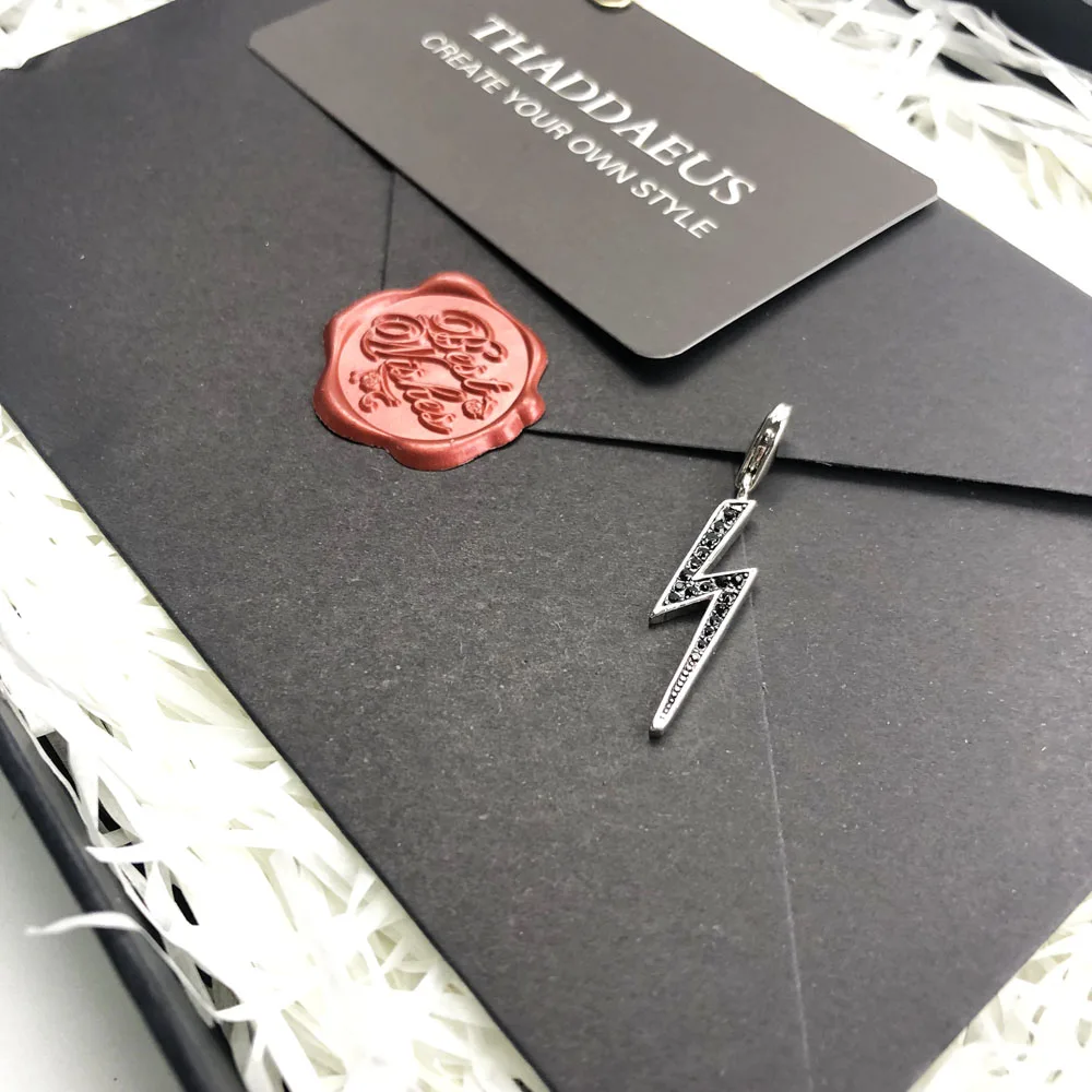 Черная подвеска с молнией, брендовые новые модные ювелирные изделия Thomas Bijoux 925 Strling серебряные аксессуары подарок для Ts женщин и мужчин