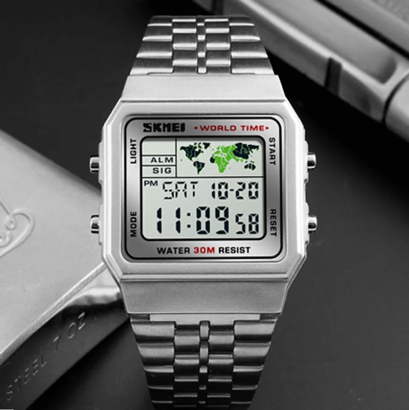 Часы SKMEI мужские электронные в стиле милитари, спортивные брендовые Роскошные водонепроницаемые светодиодсветодиодный цифровые