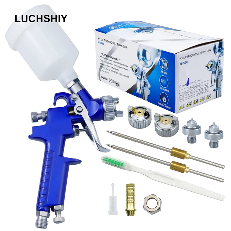 

Пистолеты-распылители для краски 0,8/1,0 мм, аэрограф 125 мл HVLP, Профессиональный Пневматический краскопульт для окраски, Аэрограф, автомобильн...