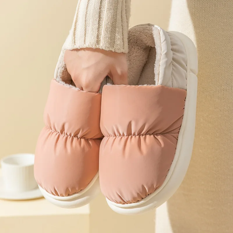 

Leisure Toast Slippers Plush Snow Boots Women Winter Wrap Heels Indoor Thick Sole Flat Furry Waterproof Warm Female Home Shoes