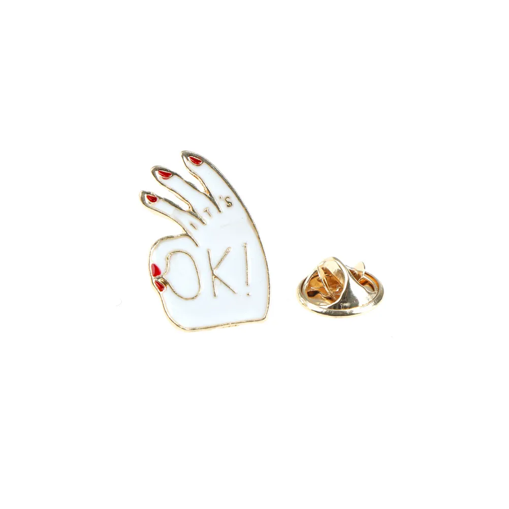 Новый OK средний палец солнцезащитные очки кролик мозги брошь джинсовая куртка