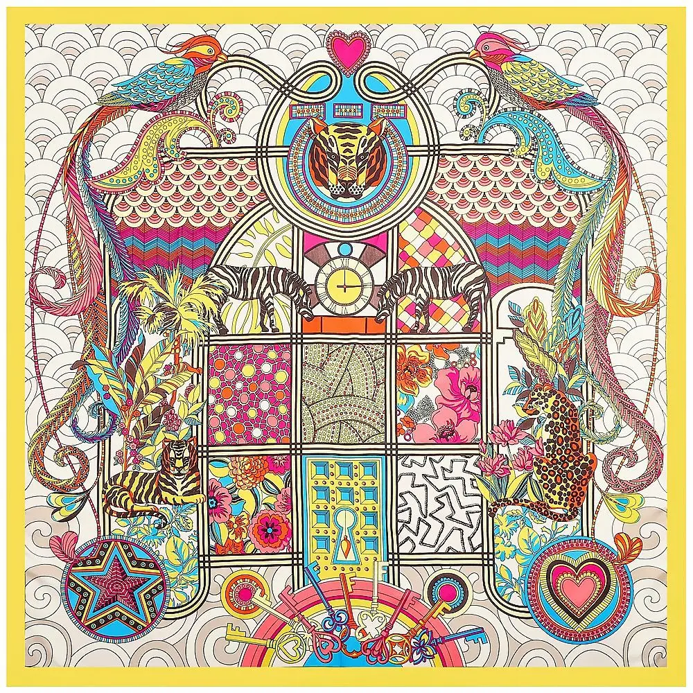 

130cm Beasts figure ladies decoration Big Square Scarf Twill Silk Scarf Women Kerchief Scarves For Ladies Fashion Shawl Echarpe