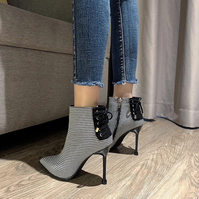 Ankle boots for women high heel black 2020 chelsea Autumn Winter Warm Women Boots Pointed |