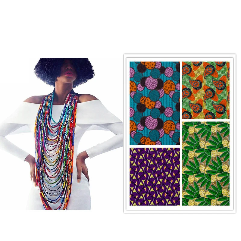 

2021 African Wax Print Choker Necklaces for Women Body Jewelry African Cotton Multi-layer Rope Necklace Ankara Jewelry WYB236