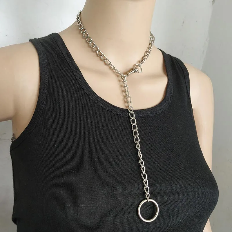 Винтажное ожерелье в стиле панк с цепочкой для женщин 2019 Новый Серебряный
