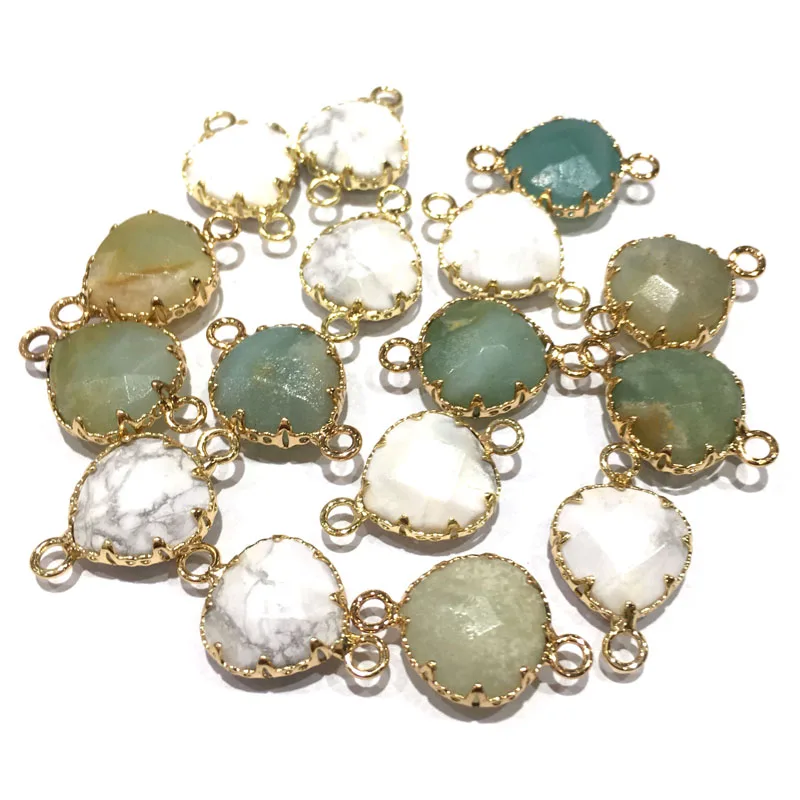 

Натуральный агат, подвеска в форме капли воды, Соединитель с двойным отверстием для изготовления ювелирных изделий, Diy браслет, ожерелье, ак...