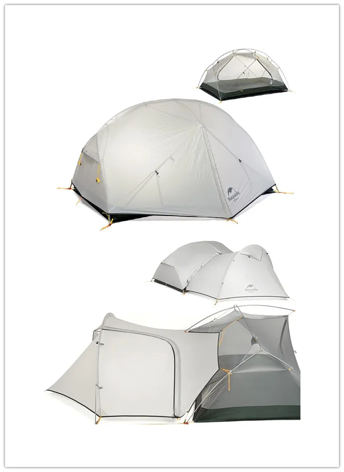 Naturehike с фабрики Mongar 2 палатка двухслойная 2 человек Водонепроницаемый Сверхлегкий купол палатка DHL - Цвет: Tent with Vestibule