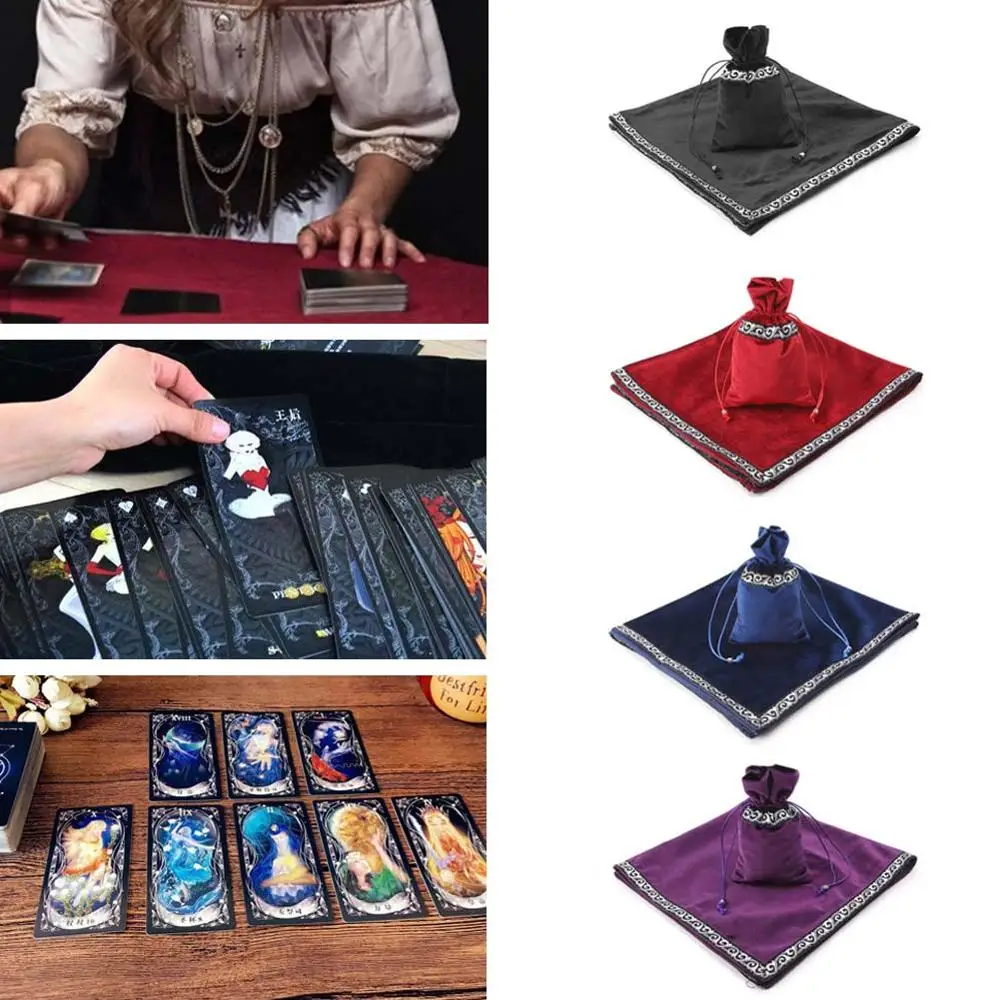 Tarot Tablecloth With Bags High Quality Flocking Fabric Board Game Accessories Altar Ceremony tablecloth 3 cards | Спорт и