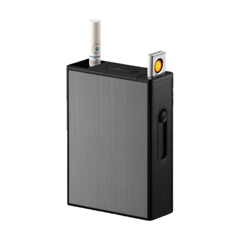 

New 20-pack Cigarette Lighter Rechargeable Portable Cigarette Case 2 In 1 Multi-function Lighter Man Gift Cool Lighter