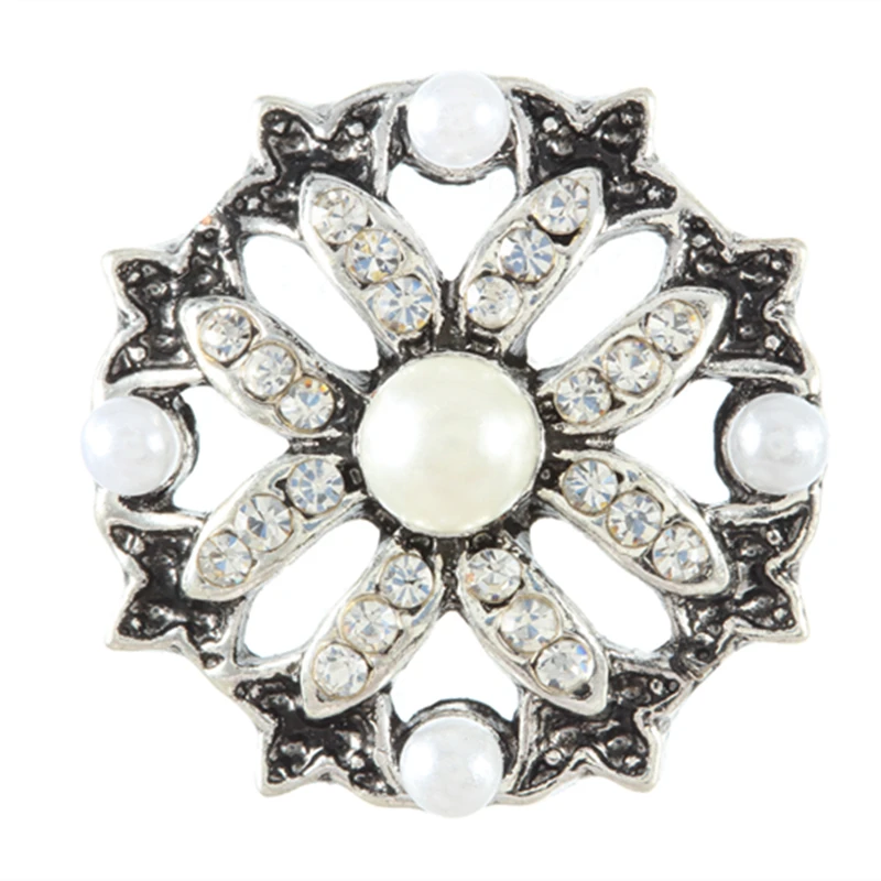 

20pcs Rhinestone Style Snowflake Shape Charms 18mm Snap Button Jewelry For Snap Bracelet Snaps Jewelry