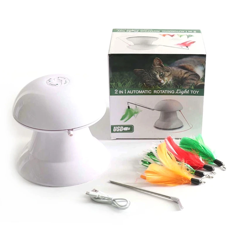 

Smart Automatic Rotating Light Cat Teaser Toys with Feather Indoor Interactive