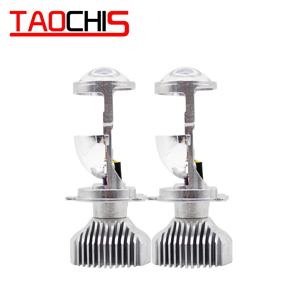 TAOCHIS 2 шт. H4 светодиодный hi-lo мини-проектор Объектив фары для автомобиля прозрачный луч узор 12 в 5500 к без астигматических проблем